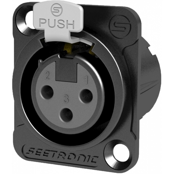 Connettore pannello XLR 3 poli femmina nero tipo D schermatura RF Seetronic