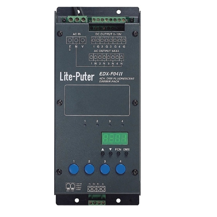 Dimmer a 4 canali DMX EDX-F04II per lampade fluorescenti Lite-Puter
