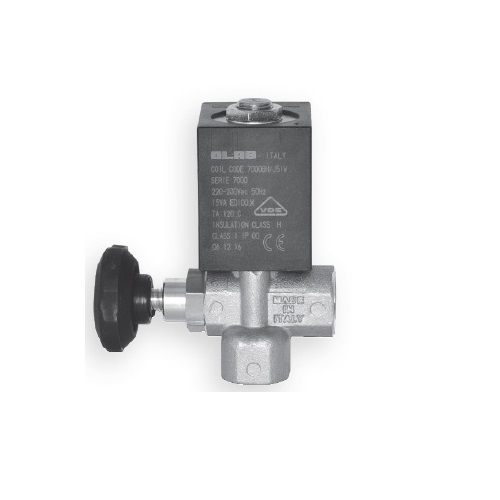Elettrovalvola ad angolo 90° serie 7000 con manopola 220/230V 50Hz 15VA