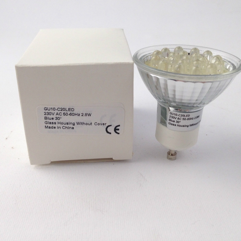 DICROICA LED GU10 230V 20 LED BLU 30°