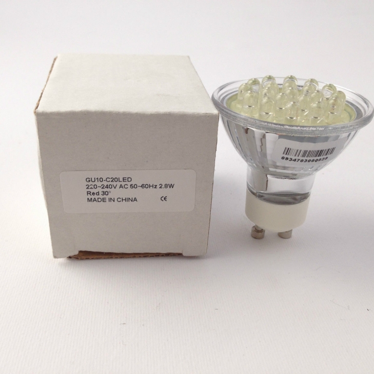 DICROICA LED GU10 230V 20 LED ROSSO 30°