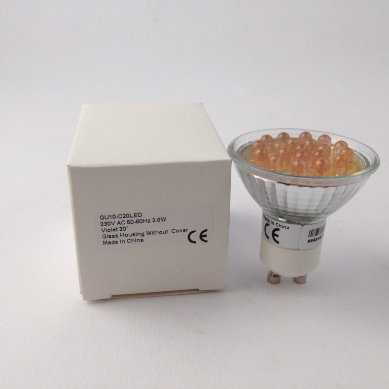 DICROICA LED GU10 230V 20 LED VIOLA 30°