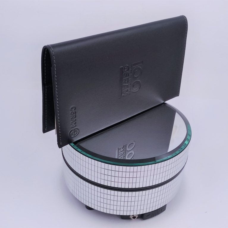 Base espositiva girevole a batteria con piatto specchiato diametro 12,70cm cromato