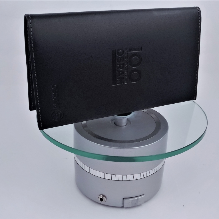 Base espositiva girevole base in vetro diametro 15,24cm cromato