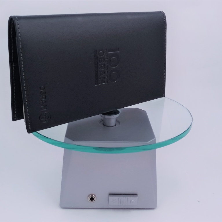 Base espositiva girevole base in vetro diametro 15,24cm argento
