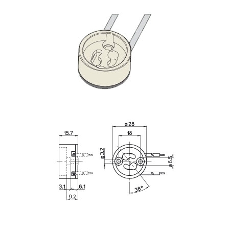 PORTALAMPADA GZ/GU10 con cavo teflon cm.20