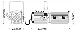 Sagomatore alogeno con ottica regolabile SUONO zoom 20/40° 500W plus argento