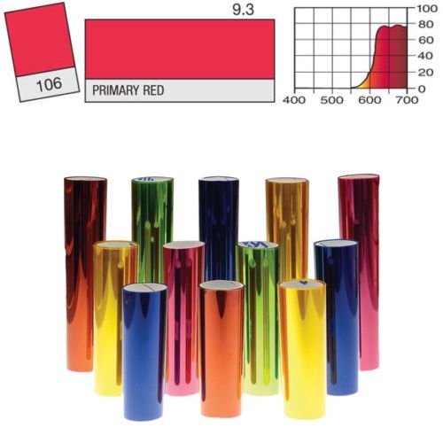 ROTOLO GELATINA LEE FILTERS #106# ROSSO PRIMARIO 7,62mt X 1,22mt.
